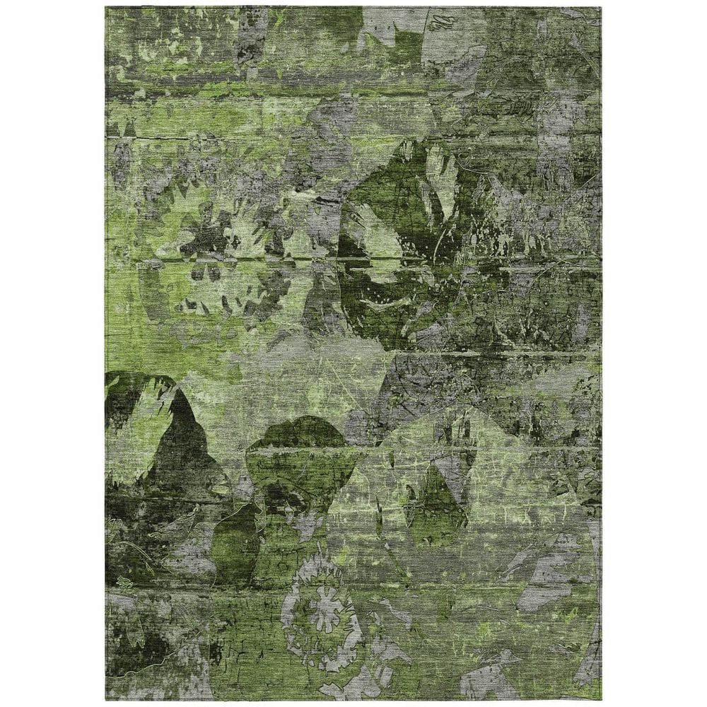 Green, Gray 5 ft. x 8 ft. Woven Abstract Polyester Rectangle Indoor / Outdoor Area Rug price history on PriceWatchPro
