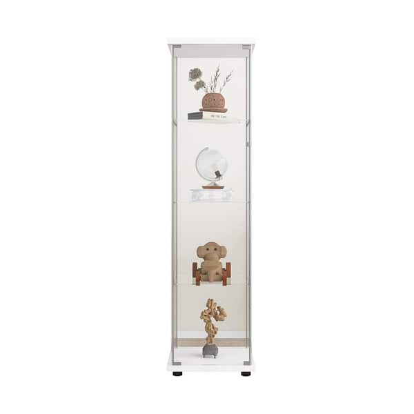 OLUMAT 4-Shelf White Pantry Organizers with 1-Glass Door
