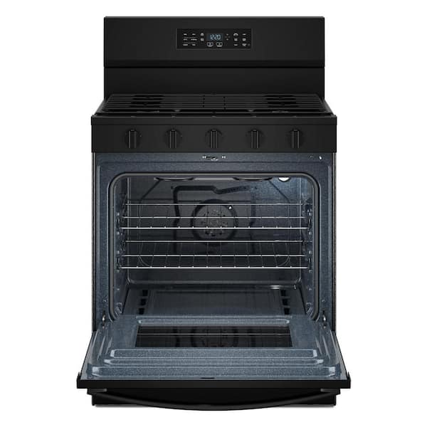 30 in. 5 Burners Freestanding Gas Range in Black with Air Cooking Technology