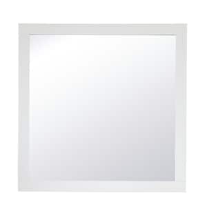 Timeless Home 36 in. W x 36 in. H x Contemporary Wood Framed Square White Mirror
