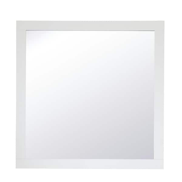 Unbranded Timeless Home 36 in. W x 36 in. H x Contemporary Wood Framed Square White Mirror