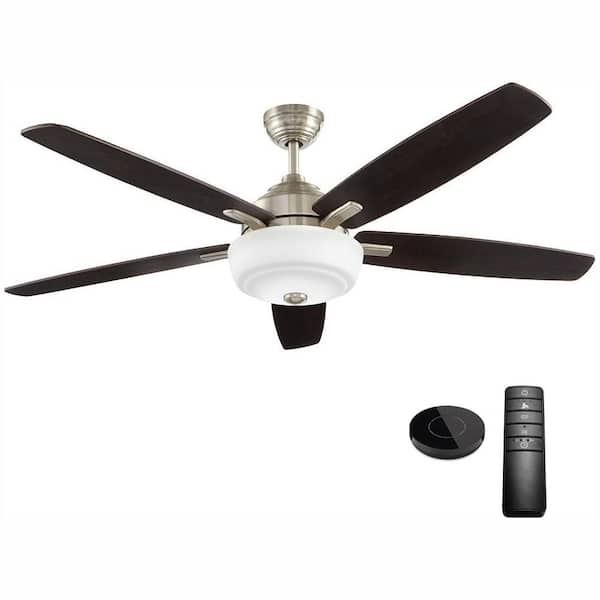 Home Decorators Collection Sudler Ridge 60 in. LED Brushed Nickel Ceiling Fan with Light Kit Works with Google Assistant and Alexa