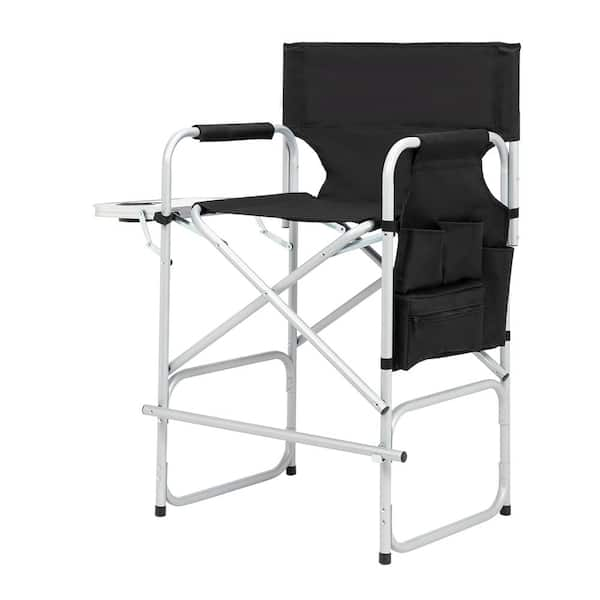 Karl home Black Cloth Iron Pipe Folding Director Chair