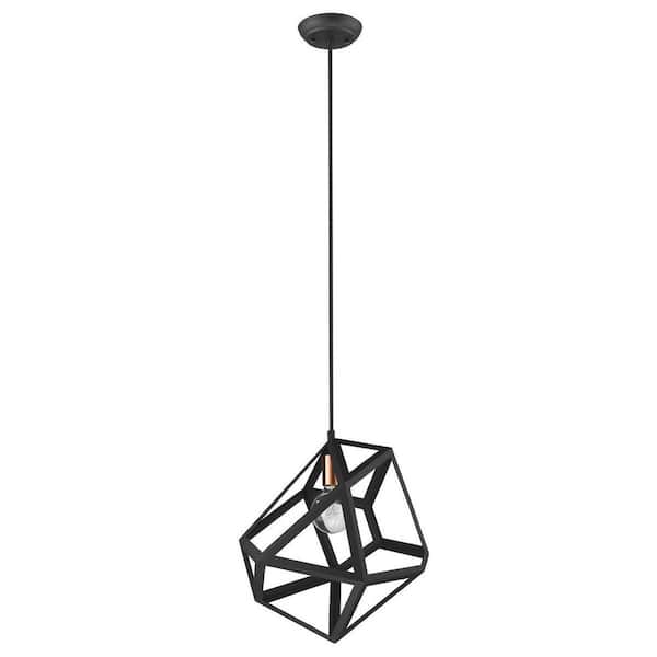 100-Watt 1-Light Black Pendant Light with Metal, No Bulbs Included