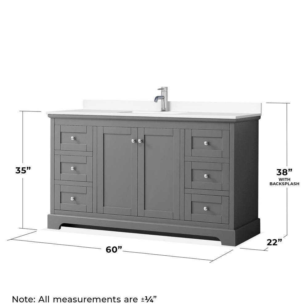 Avery 60'' Dark Gray Single Bathroom Vanity with Marble Top