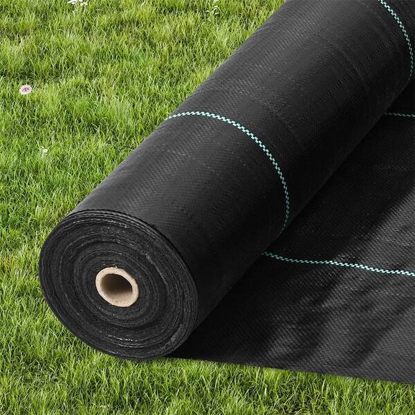 Unbranded - 13 ft. x 108 ft. 5 oz Heavy Duty Weed Barrier Woven PP Fabric, High Permeability Ground Cover, Weed Blocker Mat, Black