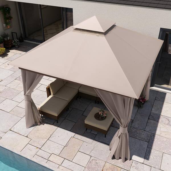 Panasony™『Campus』 LAUSAINT HOME 10 ft. x 10 ft. Khaki Outdoor Patio Gazebo