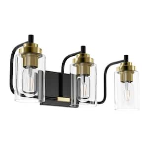 19.7 in. 3-Light Industrial Vanity Light with Clear Glass Shades