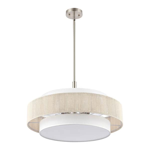 MLiAN 5-Light Brushed Nickel Double Shaded Drum Chandelier with