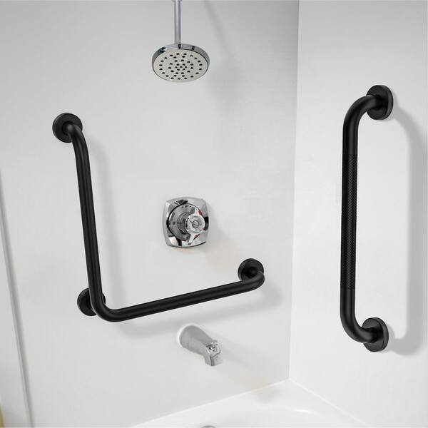 Wudkey 16 Inch Matte Black Angled Grab Bar, Stainless Steel L