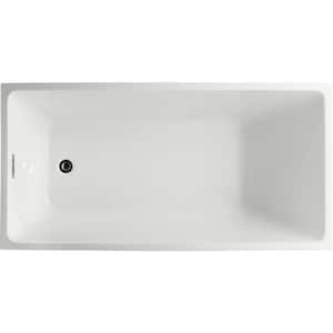 Catania 66.96 in. Acrylic Flatbottom Non-Whirlpool Freestanding Bathtub in Glossy White