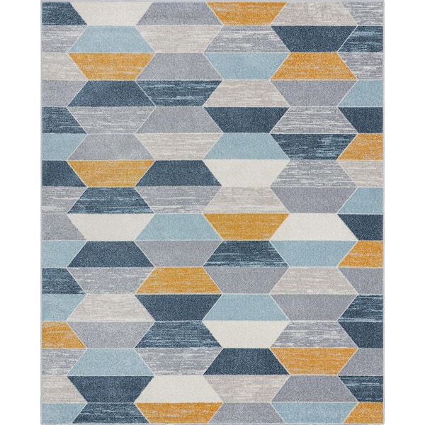 Well Woven Mystic Maddox Modern Geometric Blue 3 ft. 11 in. x 5 ft. 3 in. Area Rug