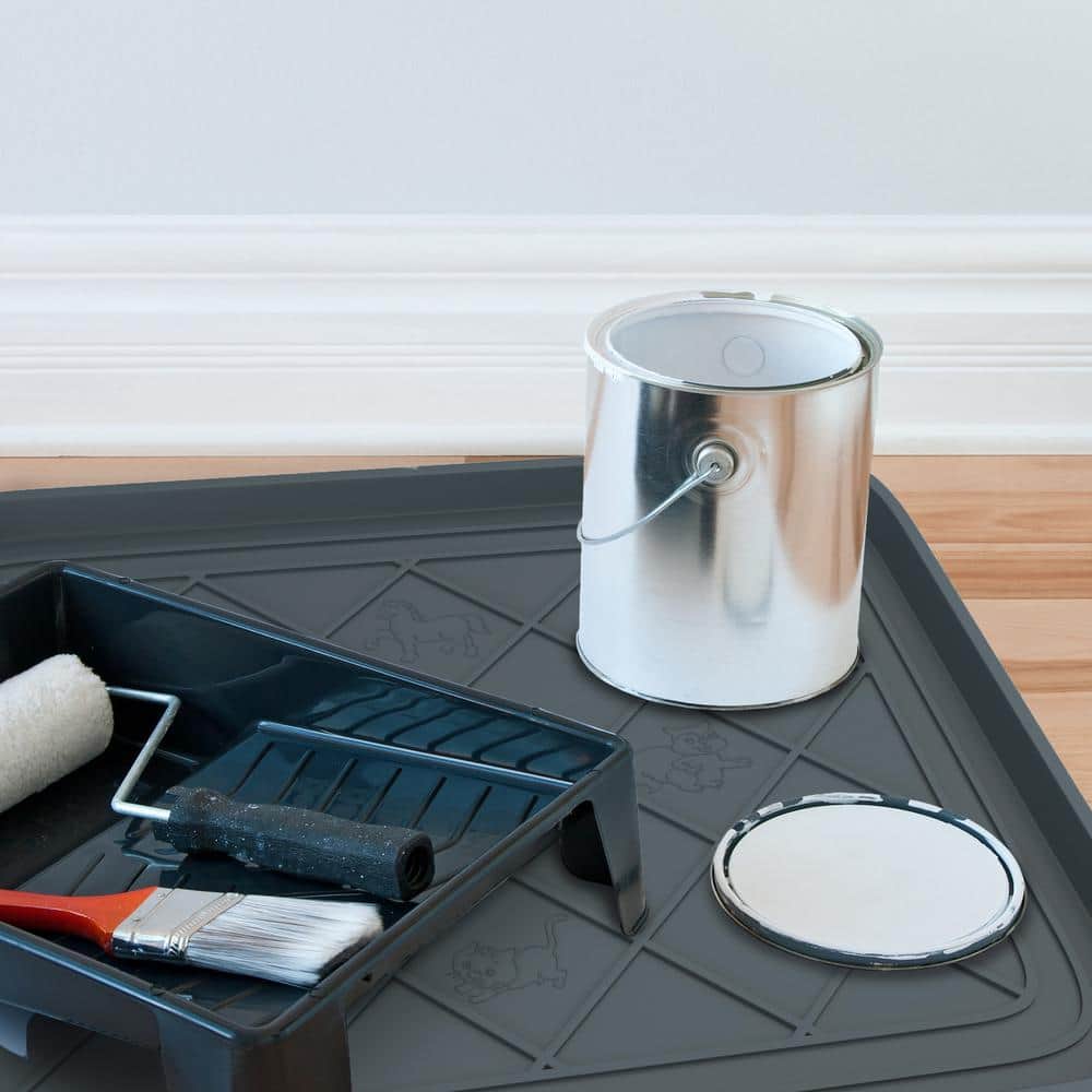 Gray Polypropylene Diamond Pattern Outdoor Boot Tray Set
