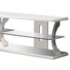 Benjara 18 in. W White Wooden TV Stand with Spacious Glass Shelf 