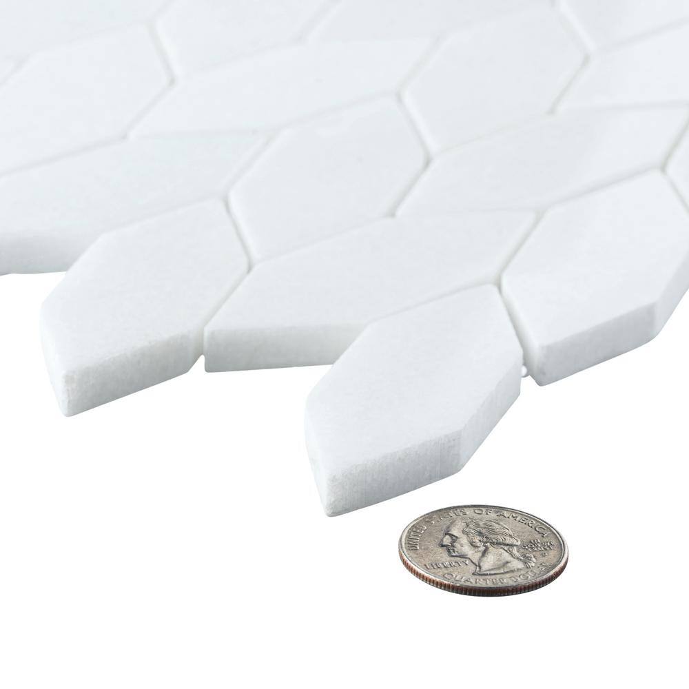 ANDOVA Channing Pearl Elongated Hex White 12 in. x 12 in. Smooth