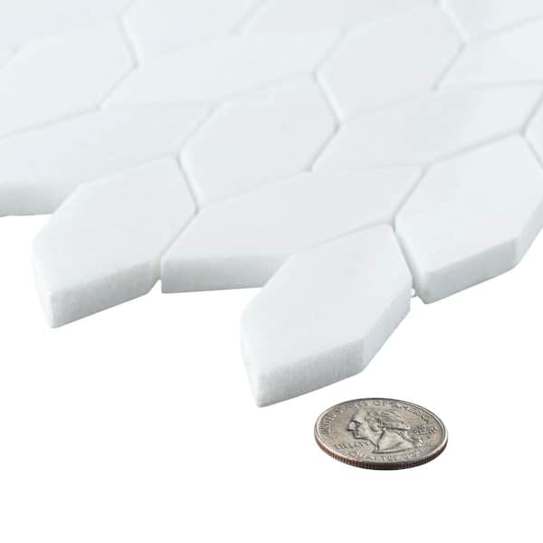 Andova Channing Pearl Elongated Hex White 12 In X 12 In Smooth