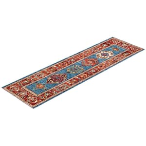 Serapi One-of-a-Kind Traditional Light Blue 2 ft. x 6 ft. Hand Knotted Tribal Area Rug