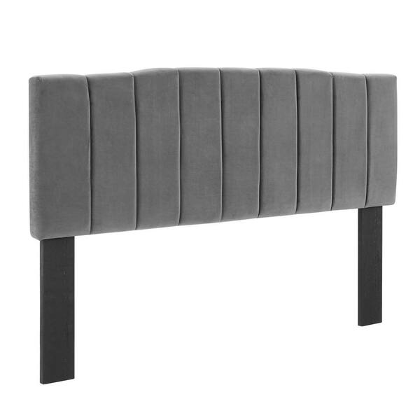 MODWAY Camilla Charcoal Channel Tufted Full/Queen Performance Velvet Headboard