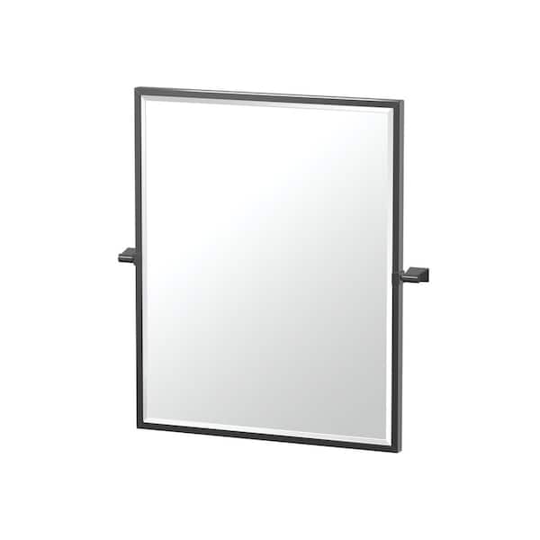 Gatco Bleu 23.5 in. W x 25 in. H Framed Rectangular Beveled Edge Bathroom Vanity Mirror in Matte Black