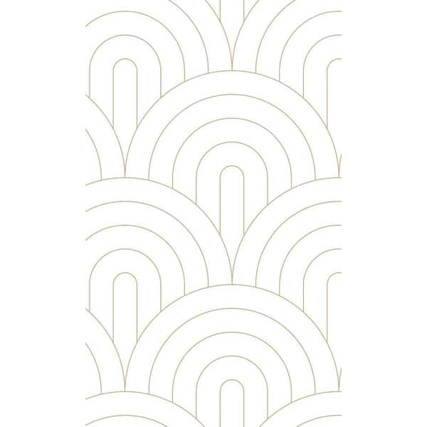 Walls Republic White and Gold Art Deco Motif Print Non Woven Non-Pasted Textured Wallpaper 57 sq. ft.