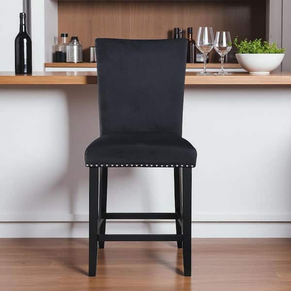 42.00 in. H Counter Height Solid and Manufactured Wood Bar Stool with Upholstered Seat Set of 1
