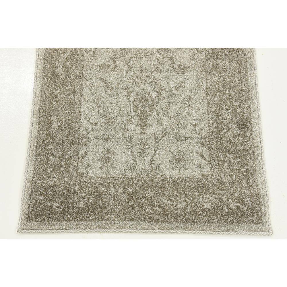 Light Gray Floral Synthetic Reversible Rectangular Rug 2x3 ft