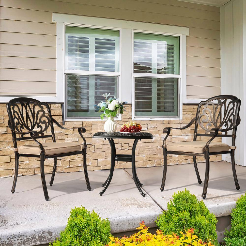 Black Square Aluminum Outdoor Side Table with Elegant Cut-Out Design