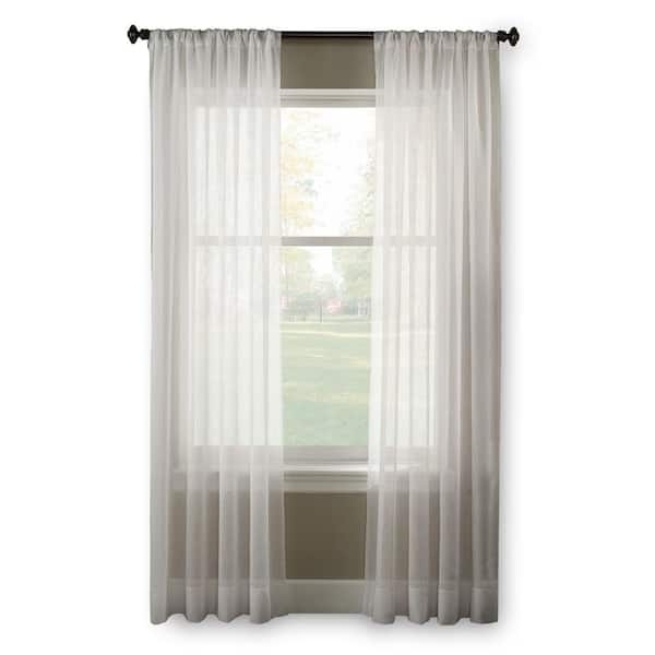Curtainworks Trinity Crinkle Voile Winter White 51 in. W x 144 in