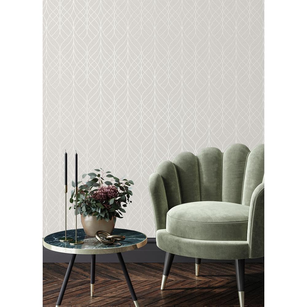 Mauve and White Non-Woven Trellis Wallpaper