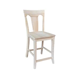 24 in Elle Solid Wood Unfinished Counter Stool with Wood Seat