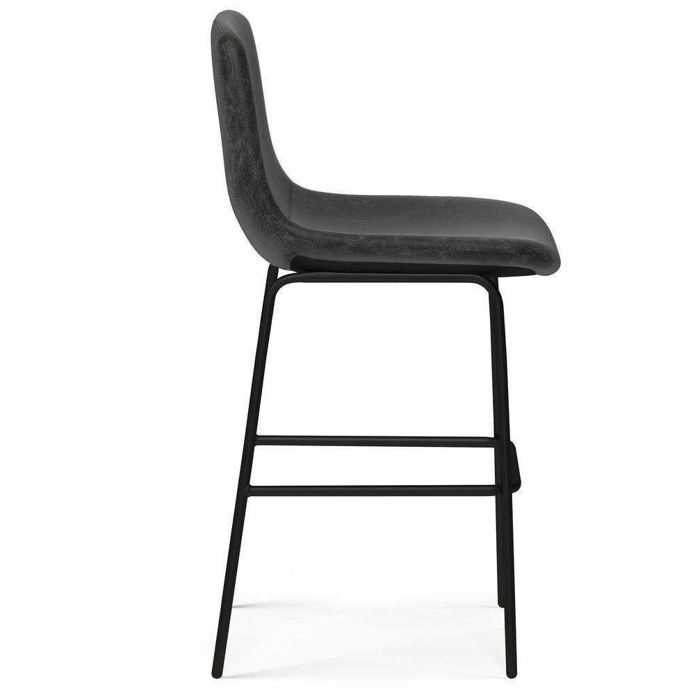 Jolie Distressed Charcoal Grey Faux Leather Counter Height Stools