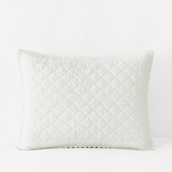 The Company Store Company Kids Vintage Eyelet White Cotton Standard Sham