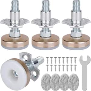White Heavy-Duty Adjustable Furniture Levelers 3/8 in.-16 Thread with T-Nut Kit for Tables, Sofas and More (4-Pack)