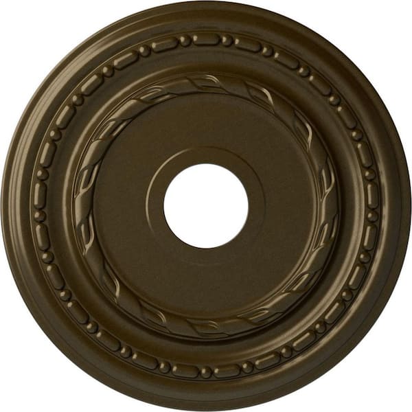 Ekena Millwork 1-1/4" x 17-7/8" x 17-7/8" Polyurethane Dublin Ceiling Medallion, Brass