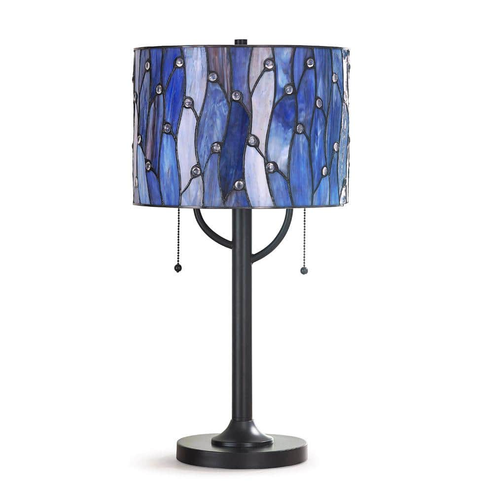 Vines Blue and Purple Stained Glass Tiffany Table Lamp