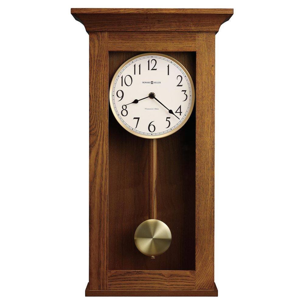 Oak Yorkshire Brass Accented Westminster Chime Wall Clock