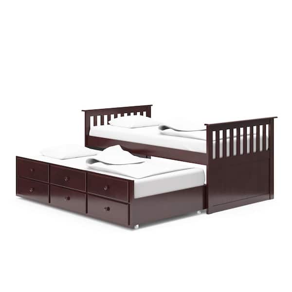 Storkcraft Marco Island Espresso Twin, Twin Captains Bed With Storage And Headboard