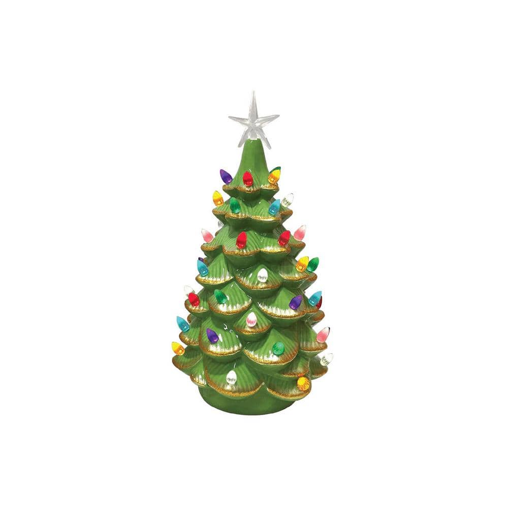 14 in. Lighted Green Ceramic Tree With Gold Tips price history on PriceWatchPro