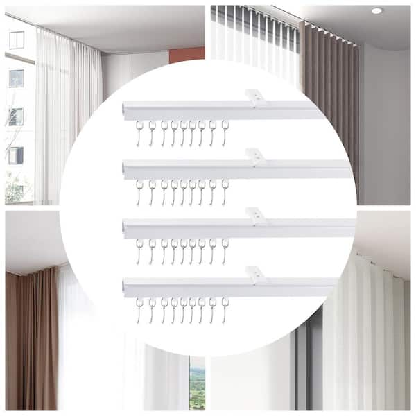 White Ceiling Mount Curtain Track Kit