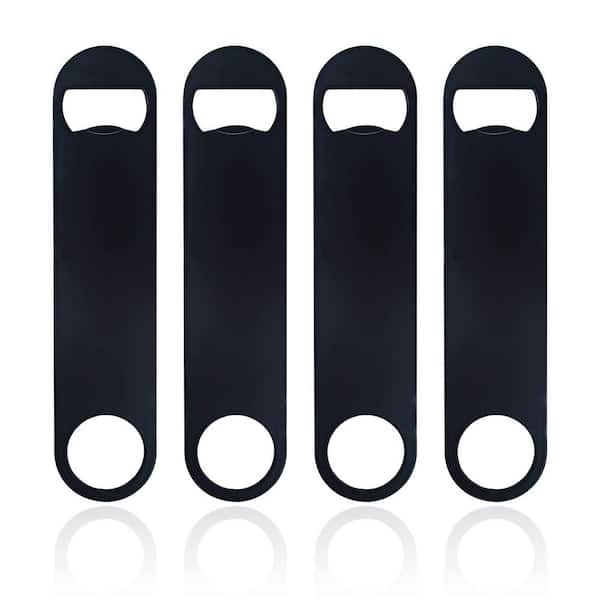 Flat Stainless Steel Bottle Opener with Black Finish for Kitchen, Bar or Restaurant Use