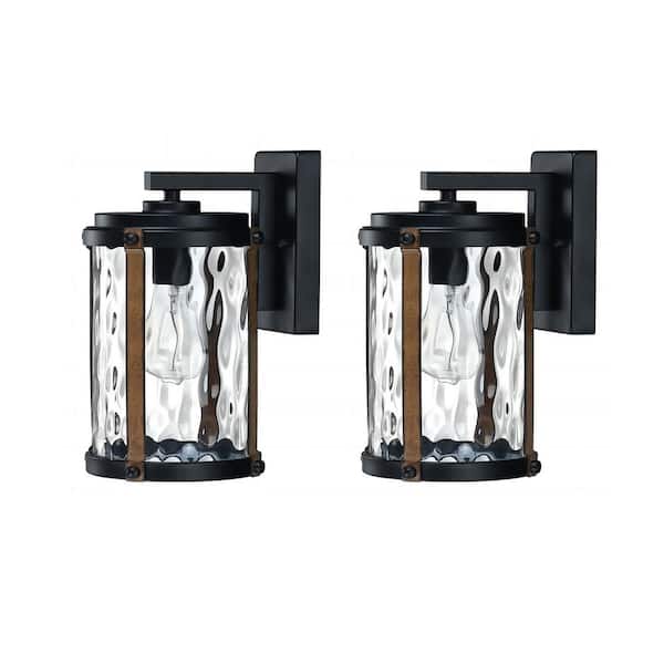 INNOBULE 1-Light Industrial Matte Black Metal Wall Sconce (2-Pack)