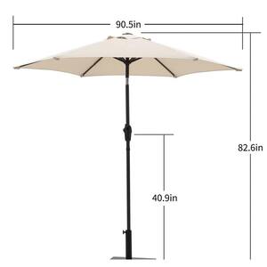 7-1/2 ft. Steel Push-Up Patio Umbrella in Beige