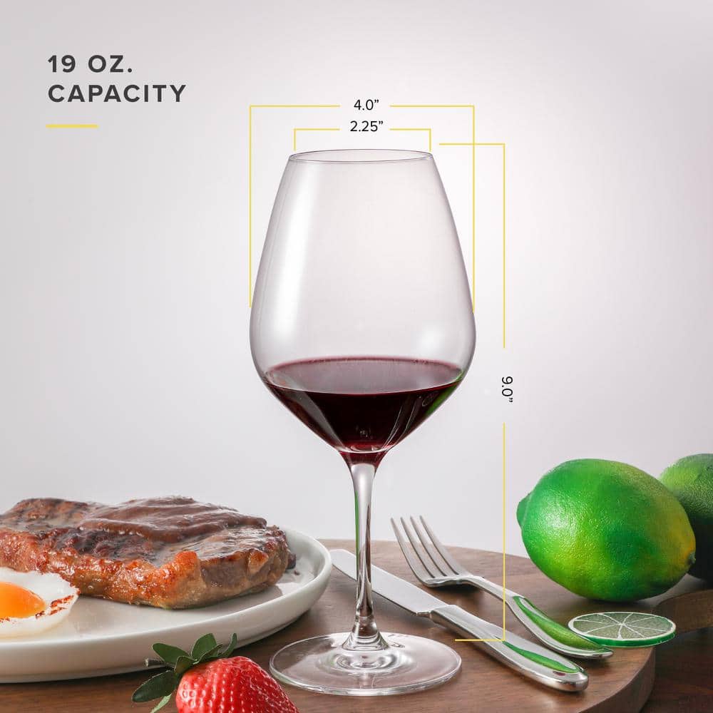 Set of 6 Clear Lead-Free Crystal Red Wine Glasses