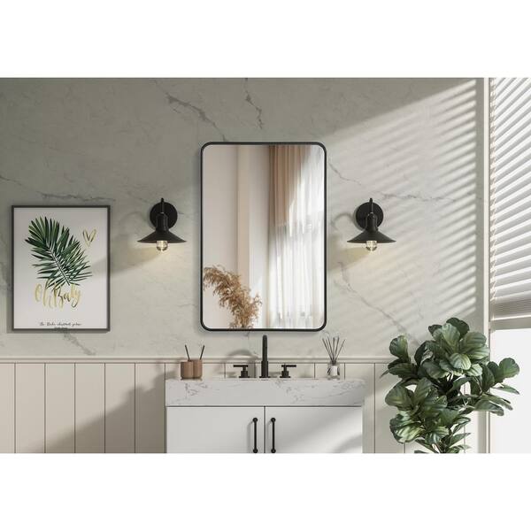 Timeless Home Black 28 in. W x 42 in. H Contour Wall Mirror
