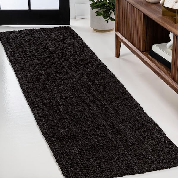 Pata Hand Woven Chunky Jute Black 2 ft. x 8 ft. Runner Rug