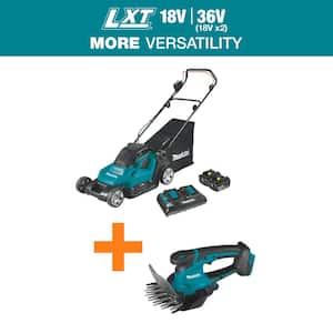 18V X2 (36V) LXT Cordless 17 in. Residential Lawn Mower Kit (5.0Ah) with 18V LXT Grass Shear, Tool Only