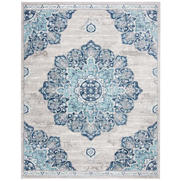 Brentwood Navy/Light Gray 9 ft. x 12 ft. Geometric Area Rug