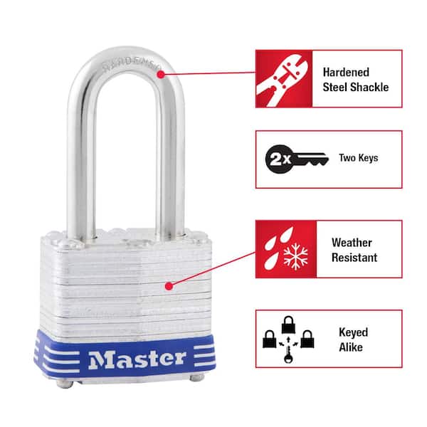 2 Master Lock 3d Weather Cut Resistant Padlock Keyed Laminated Hardened 1 9/16" for sale online 