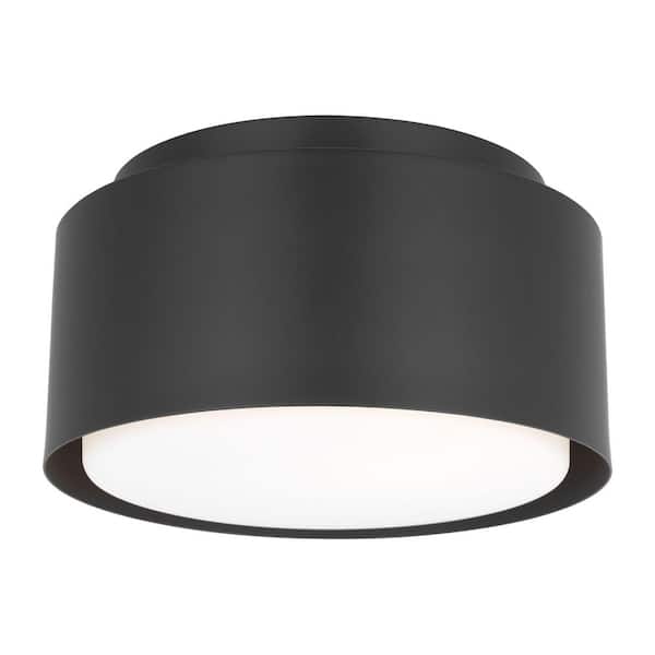 SCOTT LIVING - Dartmore 10 in. W x 5.625 in. H 1-Light Midnight Black Modern Flush Mount with Steel Shade and No Bulb Included