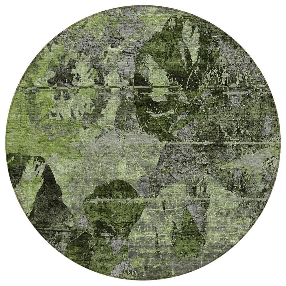 Green and Gray 8 ft. Round Woven Floral Round Indoor/Outdoor Area Rug price history on PriceWatchPro